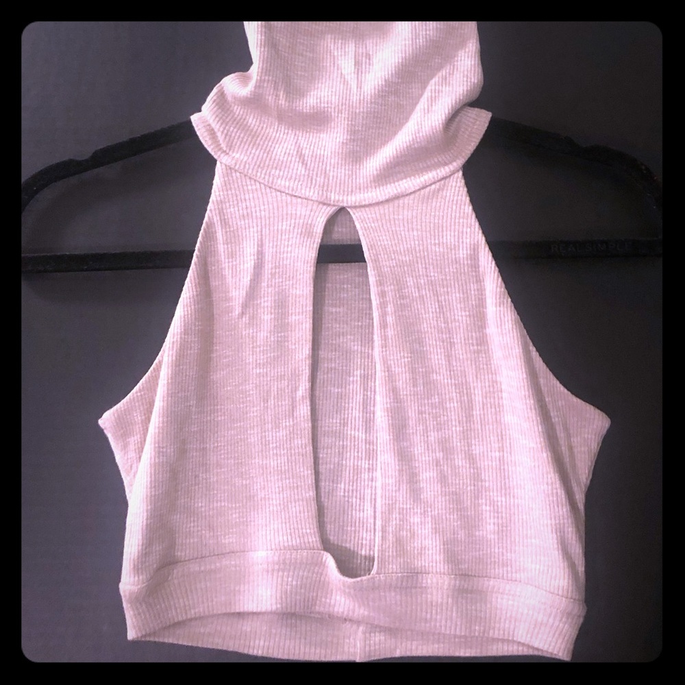 New no tags turtle neck crop top cotton sexy open